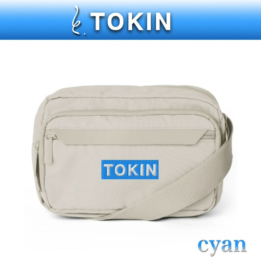 TOKIN トキン　ホワイトショルダーバック　カラー：シアン