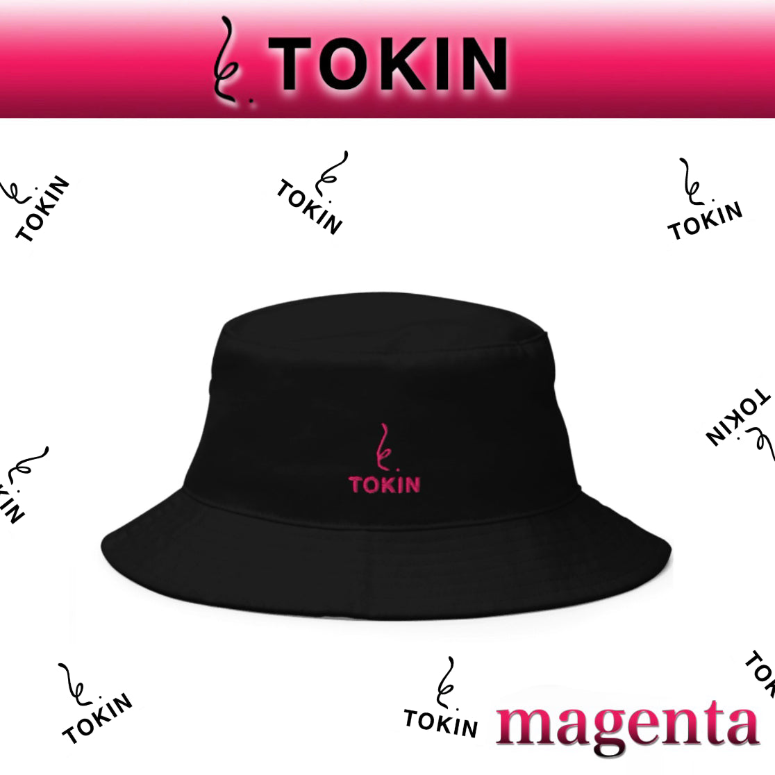 TOKIN トキン　ブラックバケットハット　カラー：マゼンタ